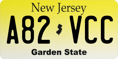 NJ license plate A82VCC