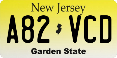 NJ license plate A82VCD