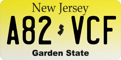 NJ license plate A82VCF