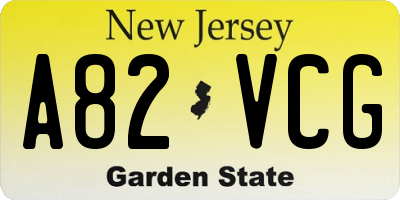 NJ license plate A82VCG
