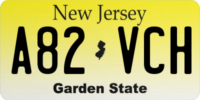 NJ license plate A82VCH