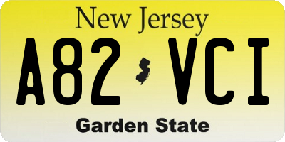 NJ license plate A82VCI
