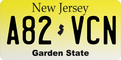 NJ license plate A82VCN