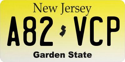 NJ license plate A82VCP