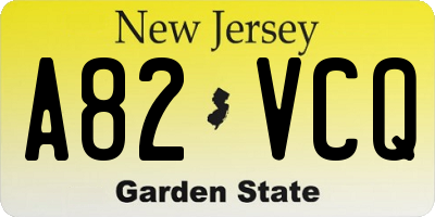 NJ license plate A82VCQ
