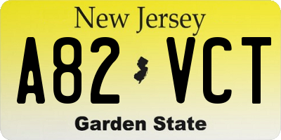 NJ license plate A82VCT