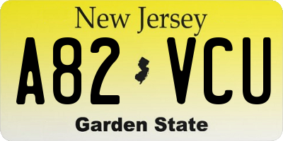 NJ license plate A82VCU