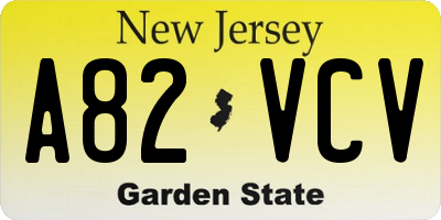 NJ license plate A82VCV