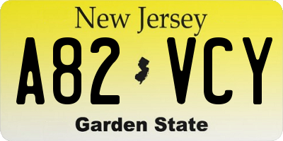 NJ license plate A82VCY