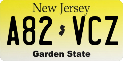 NJ license plate A82VCZ