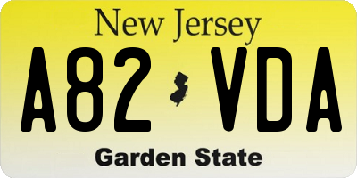 NJ license plate A82VDA