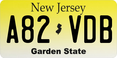 NJ license plate A82VDB