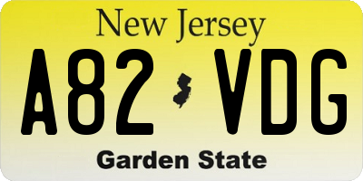 NJ license plate A82VDG