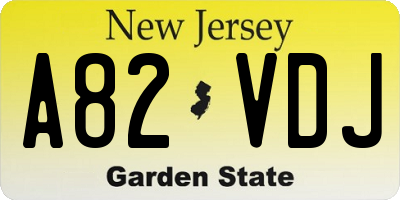 NJ license plate A82VDJ