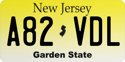 NJ license plate A82VDL