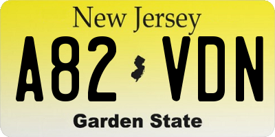 NJ license plate A82VDN