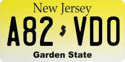 NJ license plate A82VDO
