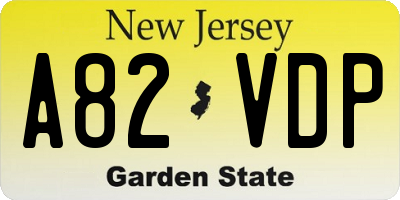 NJ license plate A82VDP