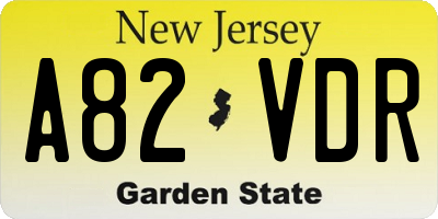 NJ license plate A82VDR