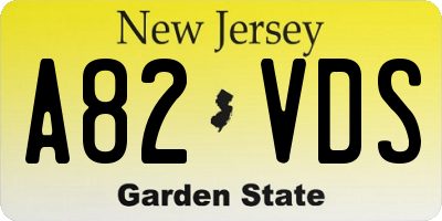 NJ license plate A82VDS