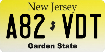 NJ license plate A82VDT