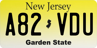 NJ license plate A82VDU
