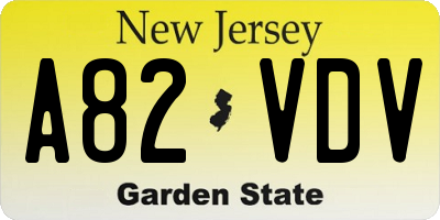 NJ license plate A82VDV