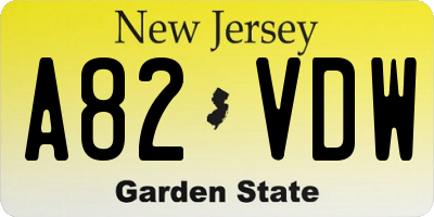 NJ license plate A82VDW