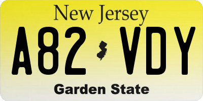NJ license plate A82VDY