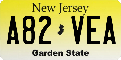 NJ license plate A82VEA