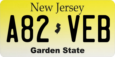 NJ license plate A82VEB