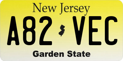 NJ license plate A82VEC