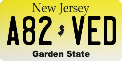 NJ license plate A82VED