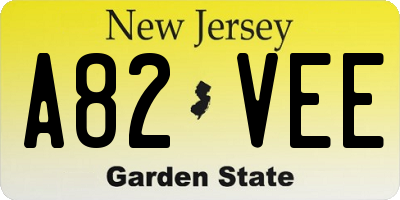 NJ license plate A82VEE