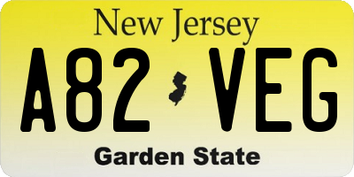 NJ license plate A82VEG