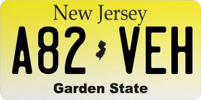 NJ license plate A82VEH