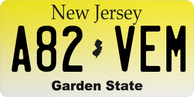 NJ license plate A82VEM