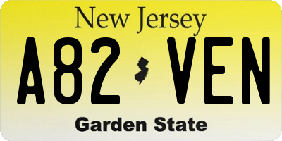 NJ license plate A82VEN