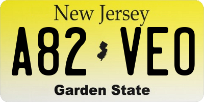 NJ license plate A82VEO