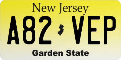 NJ license plate A82VEP
