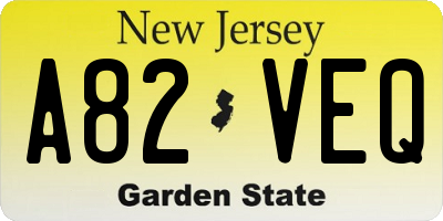 NJ license plate A82VEQ