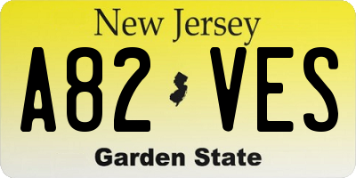 NJ license plate A82VES
