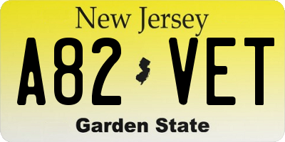 NJ license plate A82VET