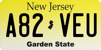 NJ license plate A82VEU