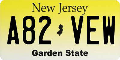 NJ license plate A82VEW