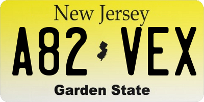 NJ license plate A82VEX