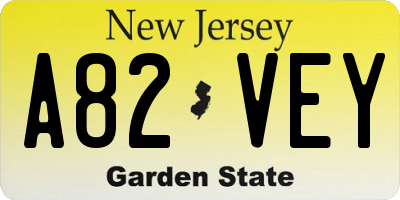 NJ license plate A82VEY