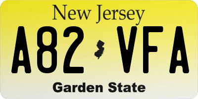 NJ license plate A82VFA