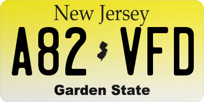 NJ license plate A82VFD