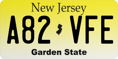 NJ license plate A82VFE